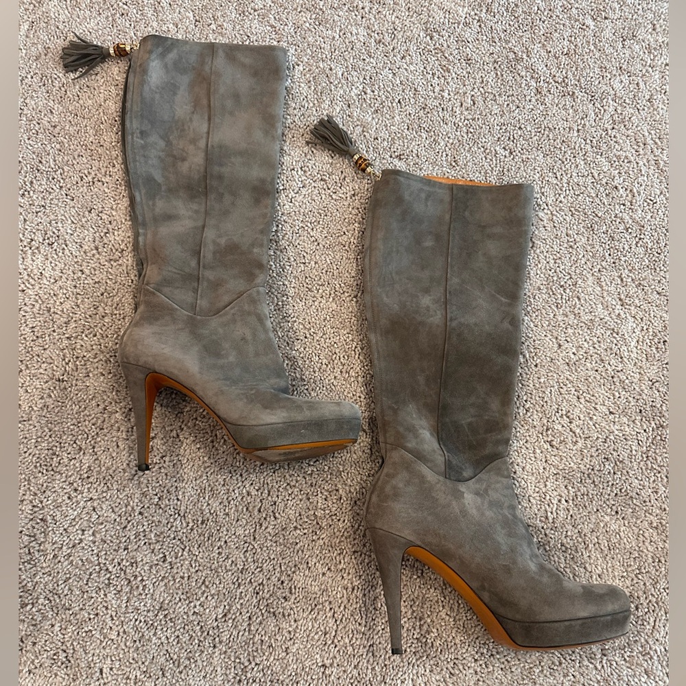 GUCCI BETTY Gray Knee-High Women's Boots